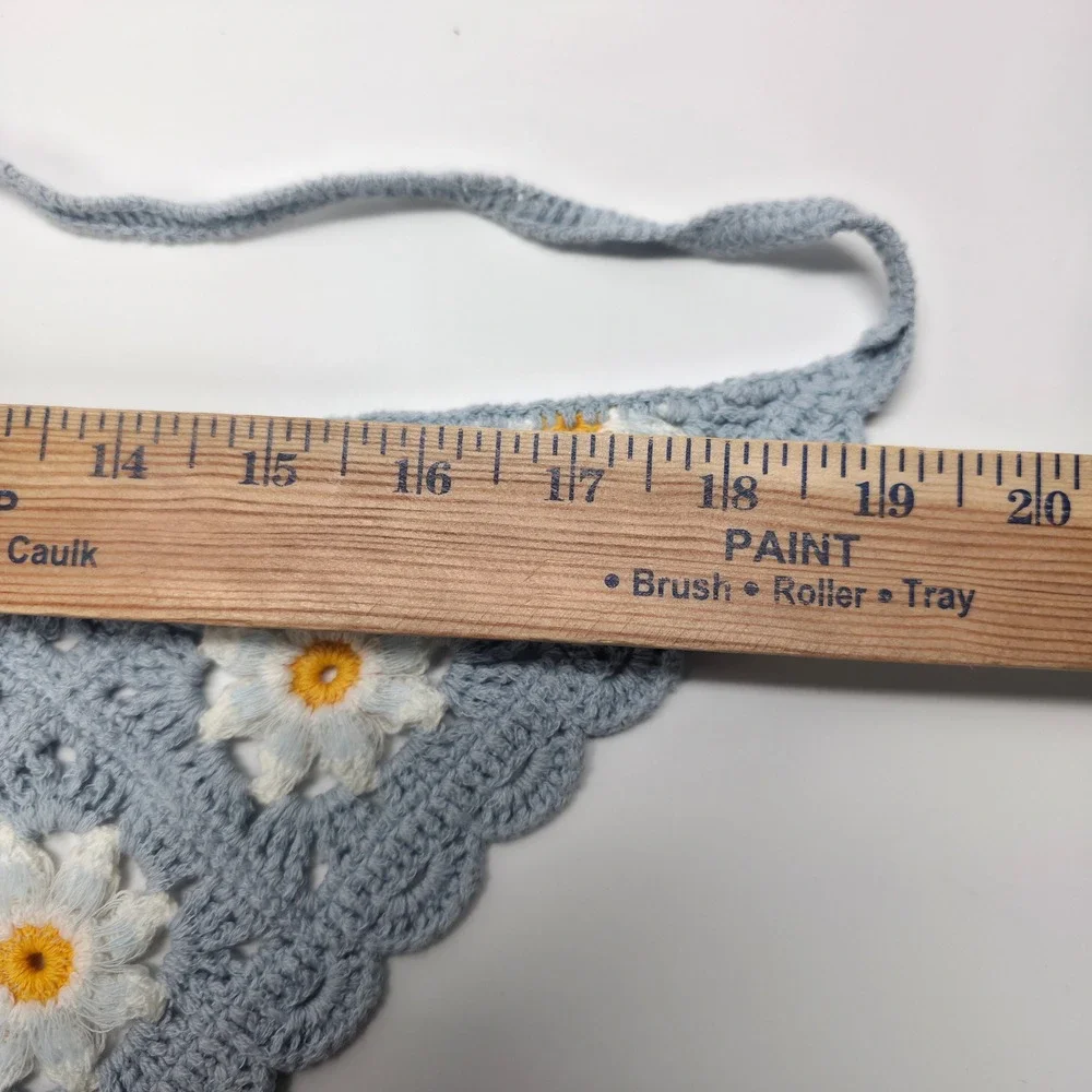 Handmade Crochet Daisy Bandana Scarf Headband‎ Blue White Yellow Headkerchief